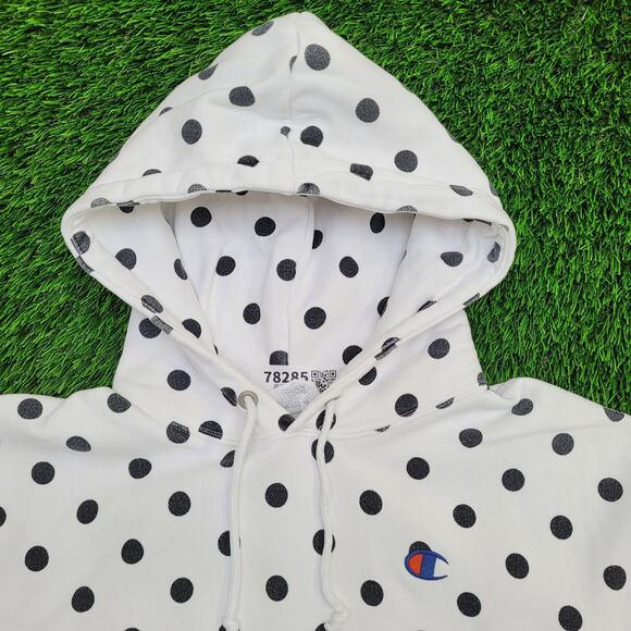 Vintage Y2K Champion Polka-Dot Hoodie Womens Medium 19x21 Reverse-Weave - Picture 2 of 13